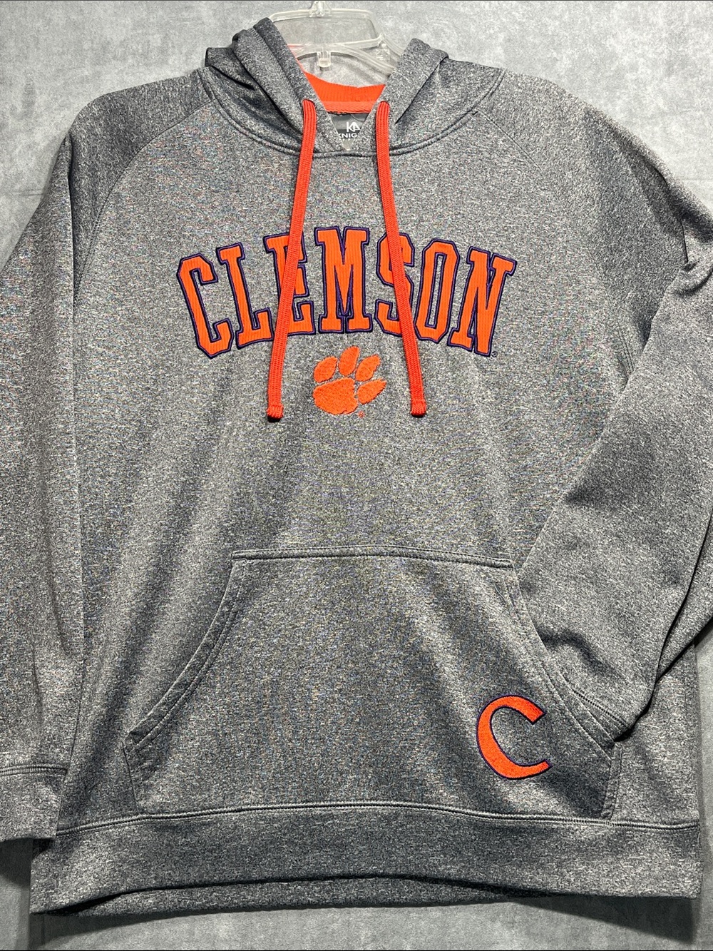Clemson Tigers Knights Apparel Hoodie Mens M Gray Embroidered Paw NCAA